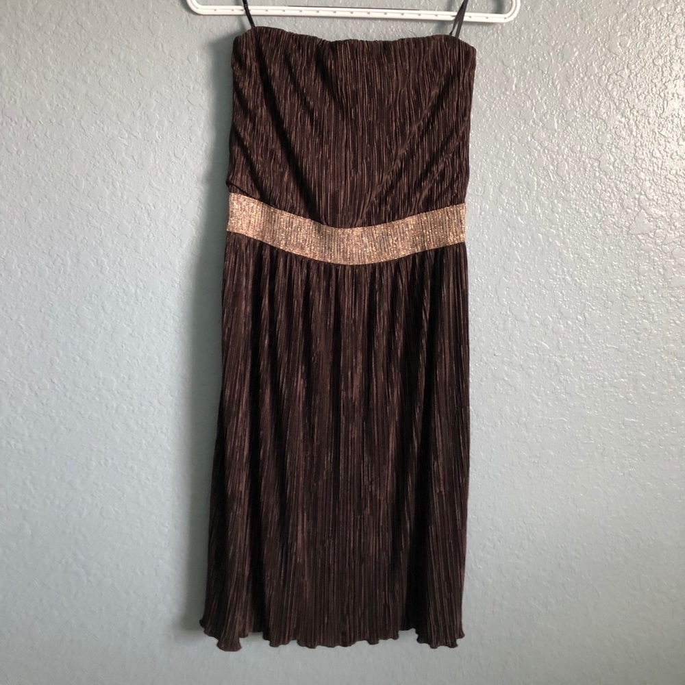 Forever 21 brown and gold strapless dress